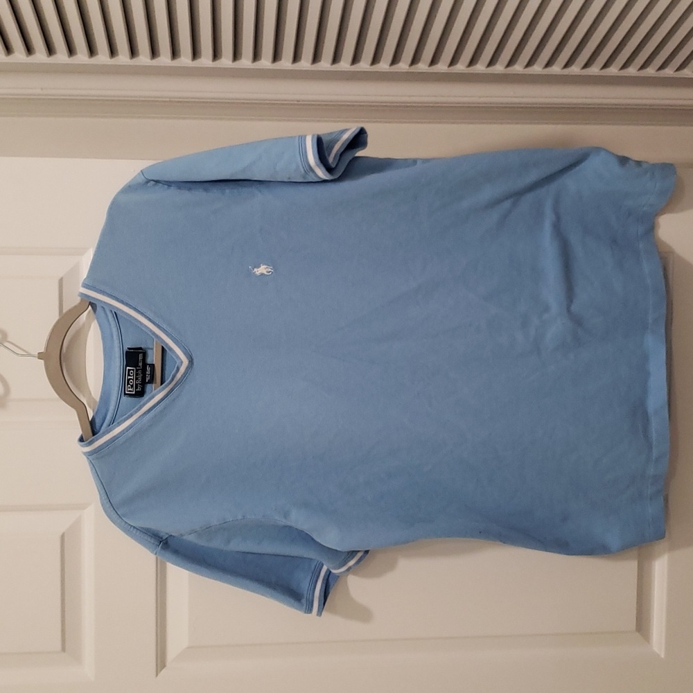 Polo by Ralph Lauren men's XL v-neck shirt. Baby blue.